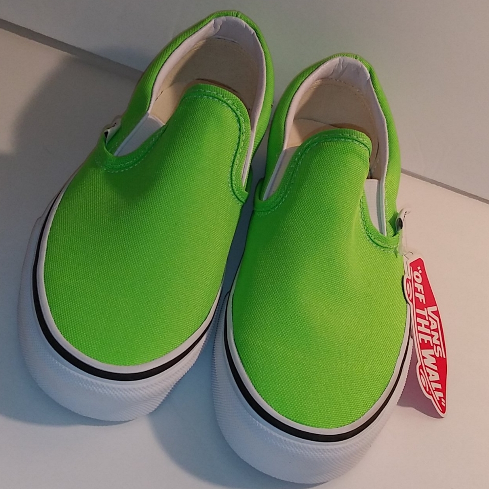 Classic Neon Green Gecko Slip On Vans Canvas